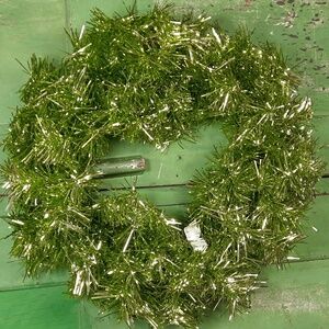 Wreath Metallic Lime Green Vintage Retro Tinsel 16"D Bendable Indoor Outdoor